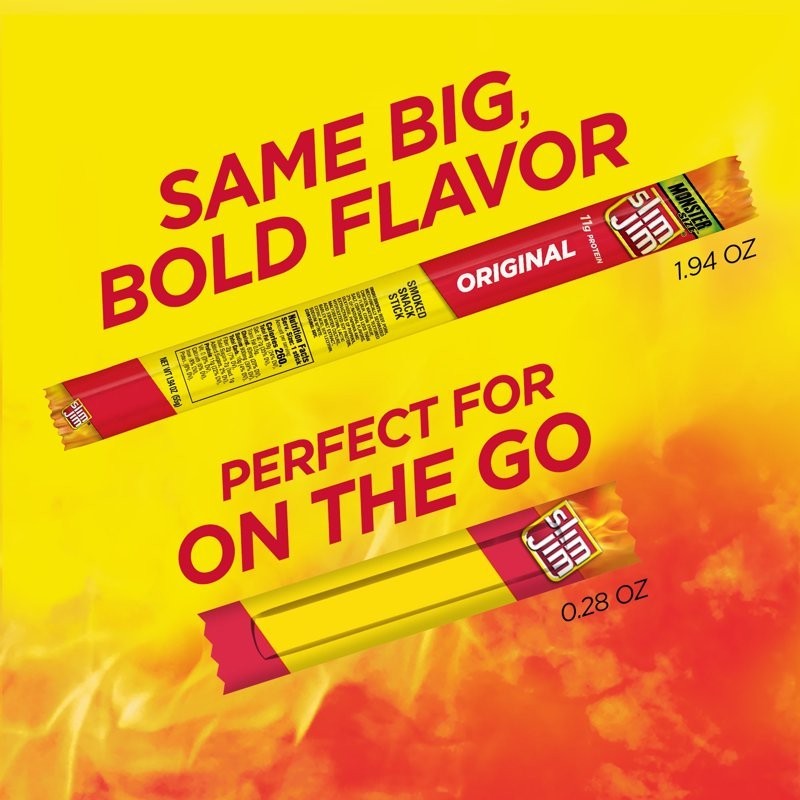 Slim Jim Original Smoked Meat Sticks, 6g Protein, Snack Size, 26 Count