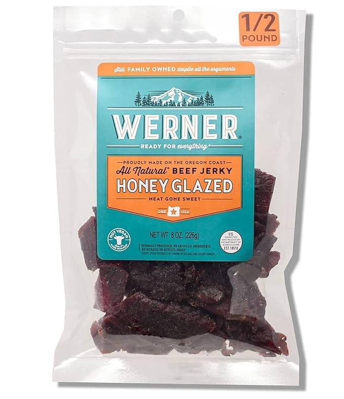 Werner Beef Jerky All Natural 8 Oz Honey Glazed