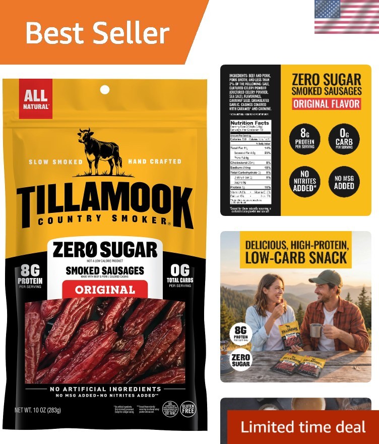 High Protein Keto Smoked Sausages – 10 Oz Gourmet Snack for Active Lifestyles