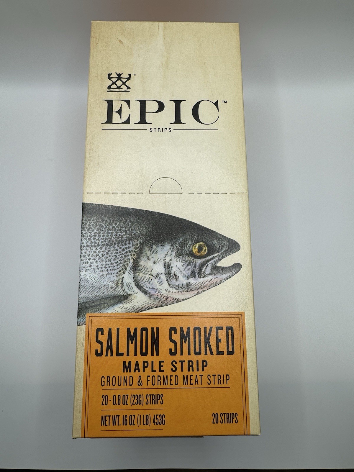 Epic Wild Caught Salmon Jerky Protein Snack Strips 20 Count 0.8oz Gluten Free