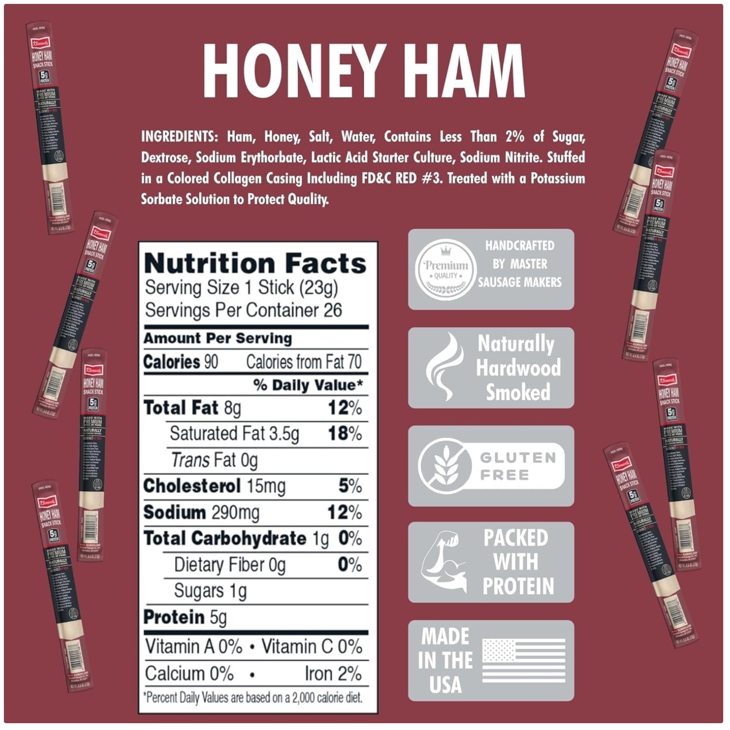 Honey Ham Jerky Sticks – 26 Pack | High Protein, Low Carb