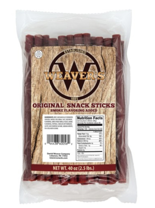 Weaver’s Smoked Meats Snack Sticks, Original 2.5 lbs Pack of 2