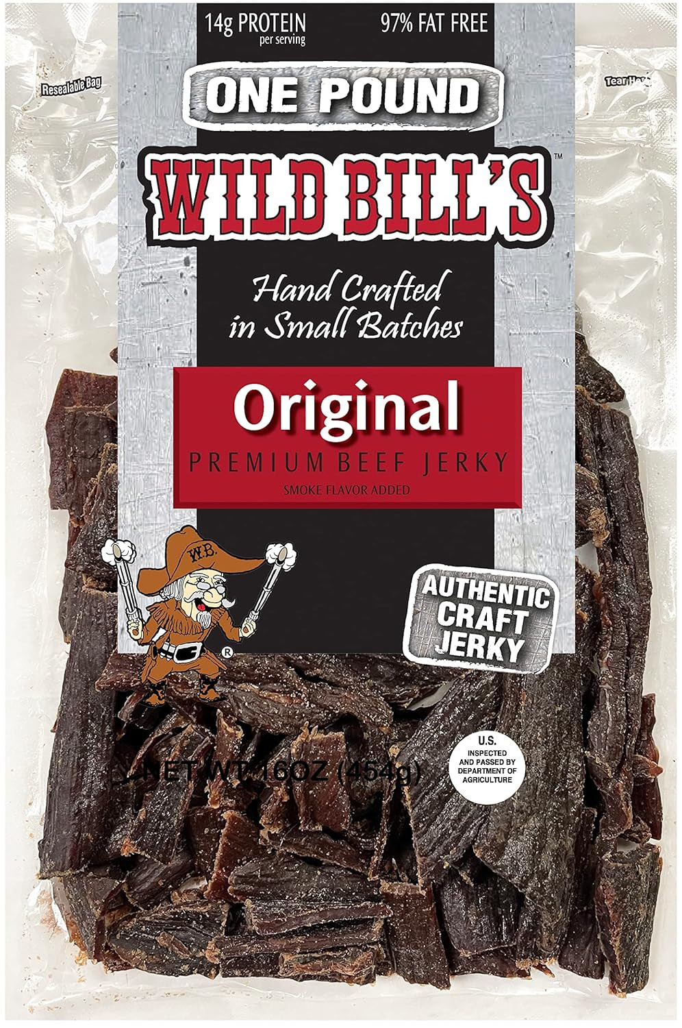Wild Bill’S Hickory Smoked Beef Jerky Pieces 16 Ounce Pack