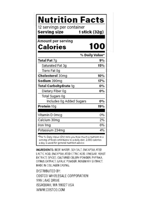 Kirkland Signature Grass-fed Beef Sticks, 1.15 oz, 12-count