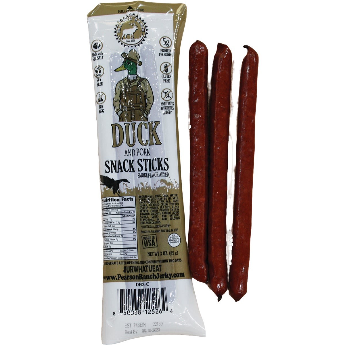 Pearson Ranch Jerky 3 Oz. Duck Multi-Pack Snack Stick Jerky DH3-C-CAD Pack of 6
