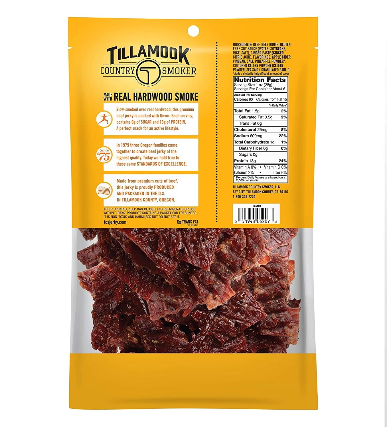 Smoked Flavor Zero Sugar Jerky Original 6.5oz W/ High Protein & Gluten Free