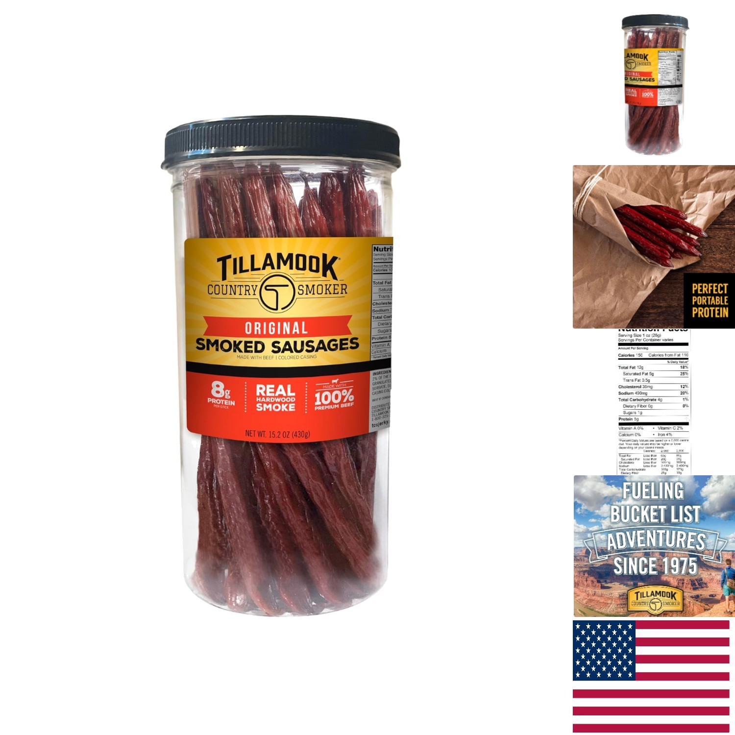 Artisan-Crafted Hardwood Smoked Sausages – 15.2 oz Jar, Portable Protein Snack