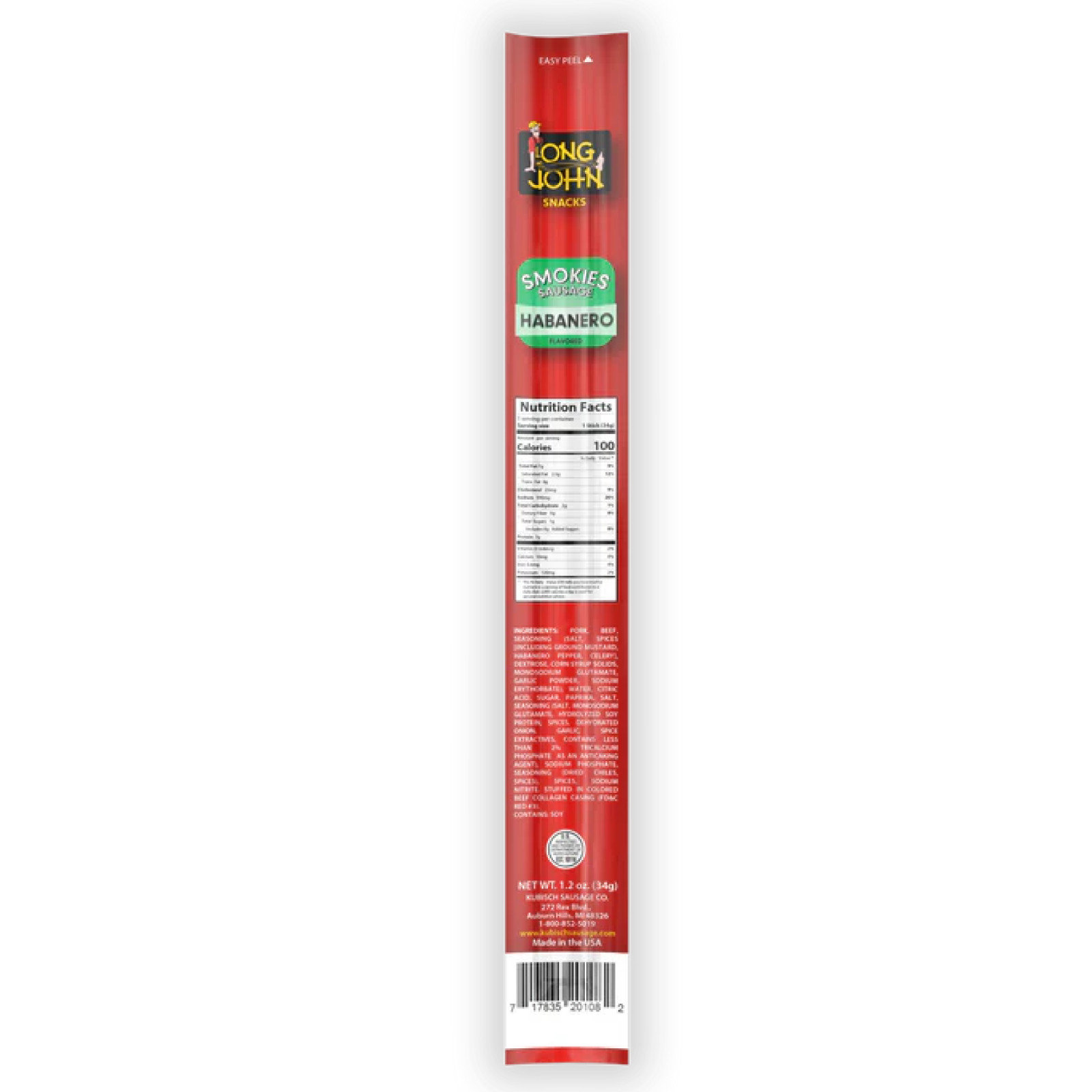 Full Box 24x Stick Long John Smokies Habanero Smoked Pickled Sausage Stick | 1oz