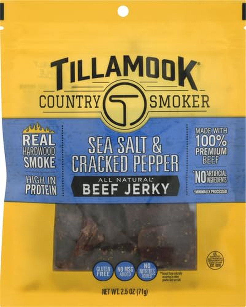 Real Hardwood Smoked Beef Jerky, Sea Salt & Cracked Pepper, 2.5 Ounce