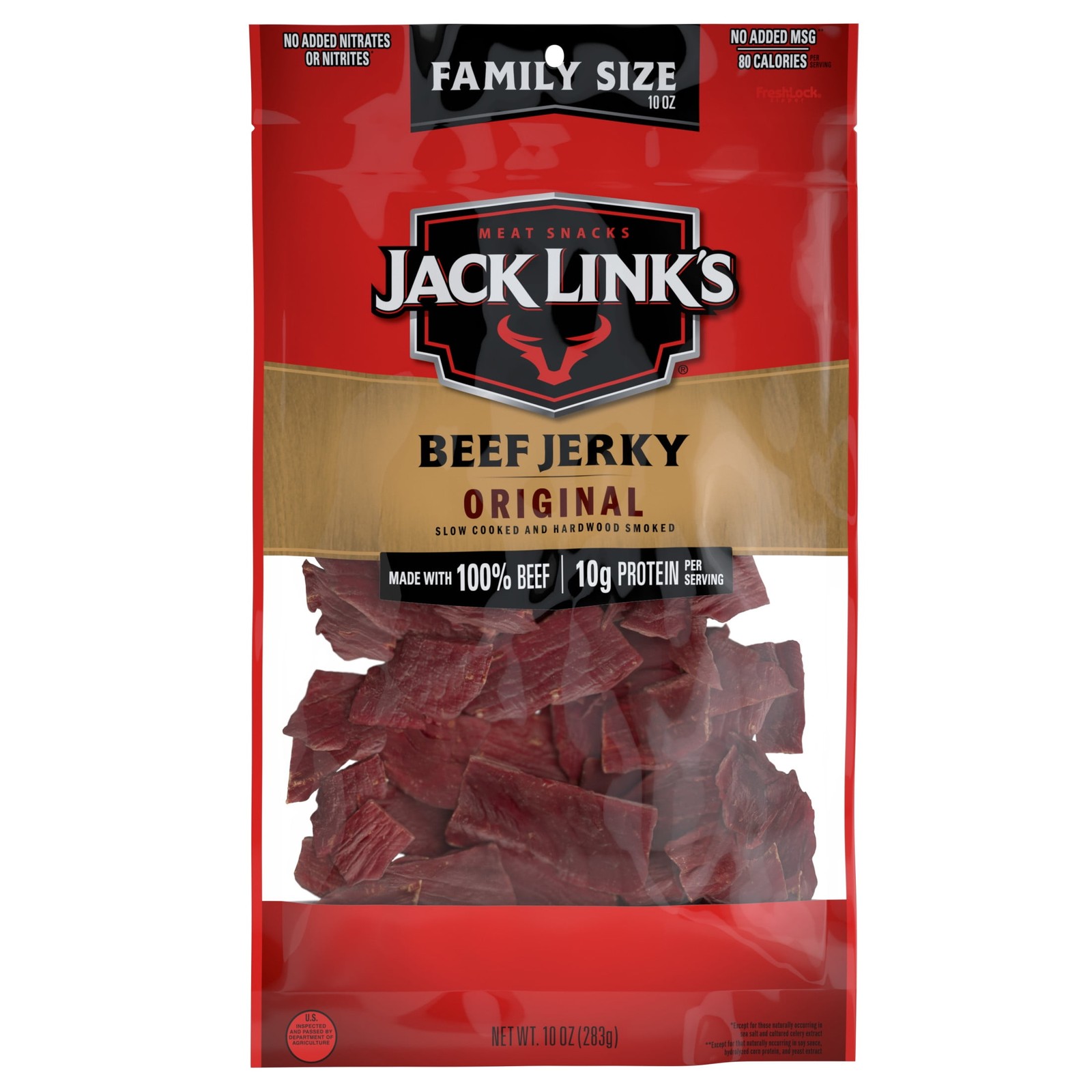 Made with 100% Beef, Original Flavor, 10g of Protein per Serving, 10 Ounce Bag