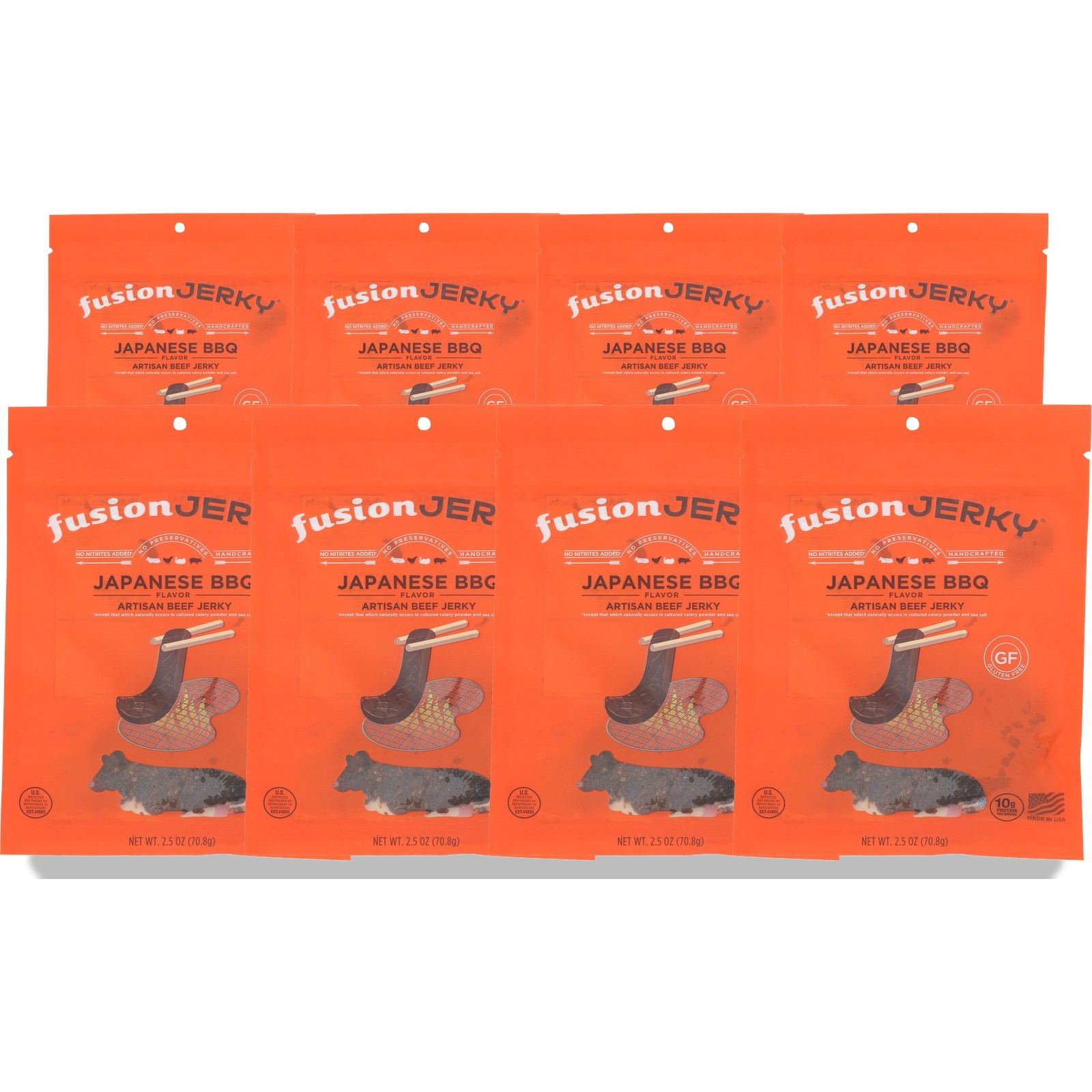 Fusionjerky Japanese Bbq Artisan Beef Jerky 2.5 Oz Artisian 8 Pack