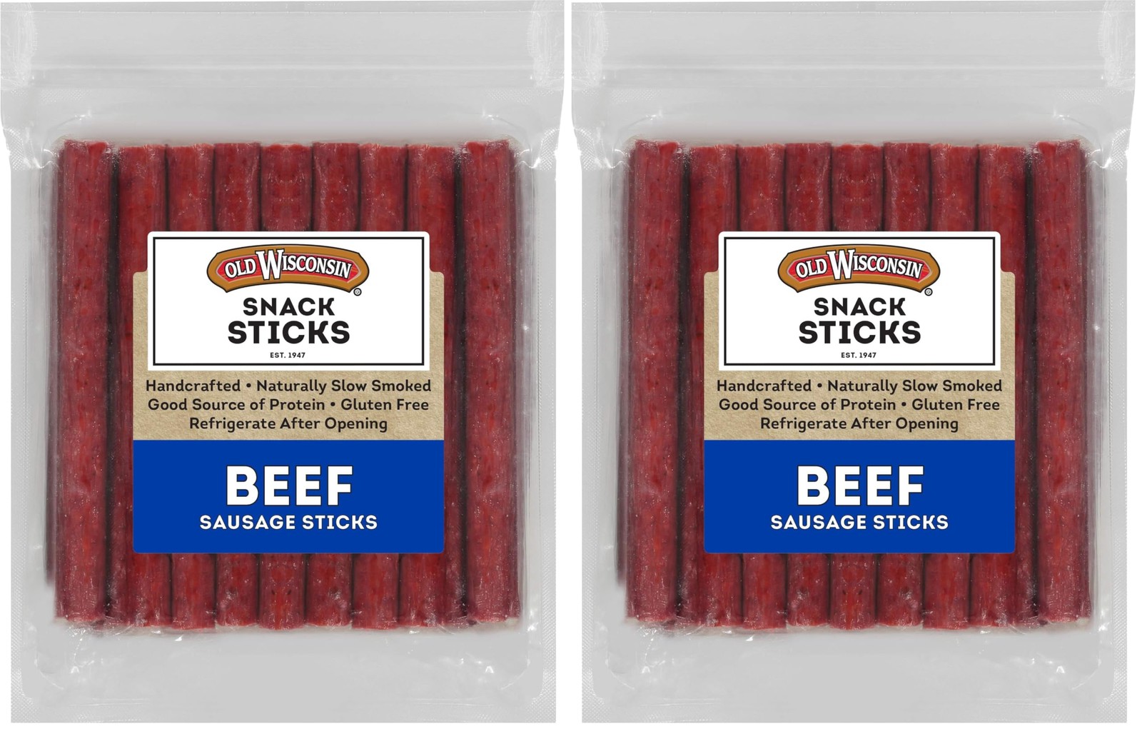 Old Wisconsin Beef Sausage Snack Sticks, Naturally 26 Ounce (Pack of 2)