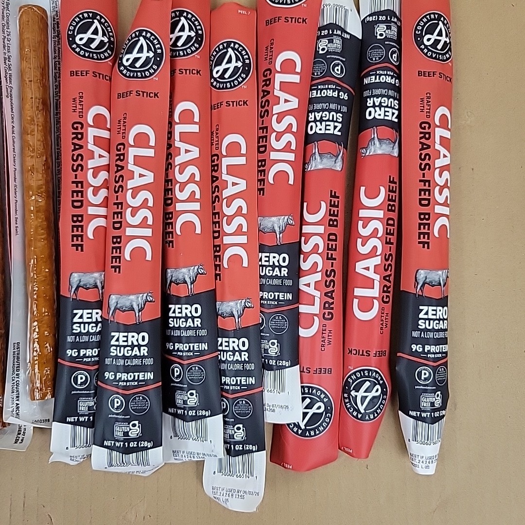 Country Archer Grass Fed Classic Beef Sticks 1Oz – Lot Of 19