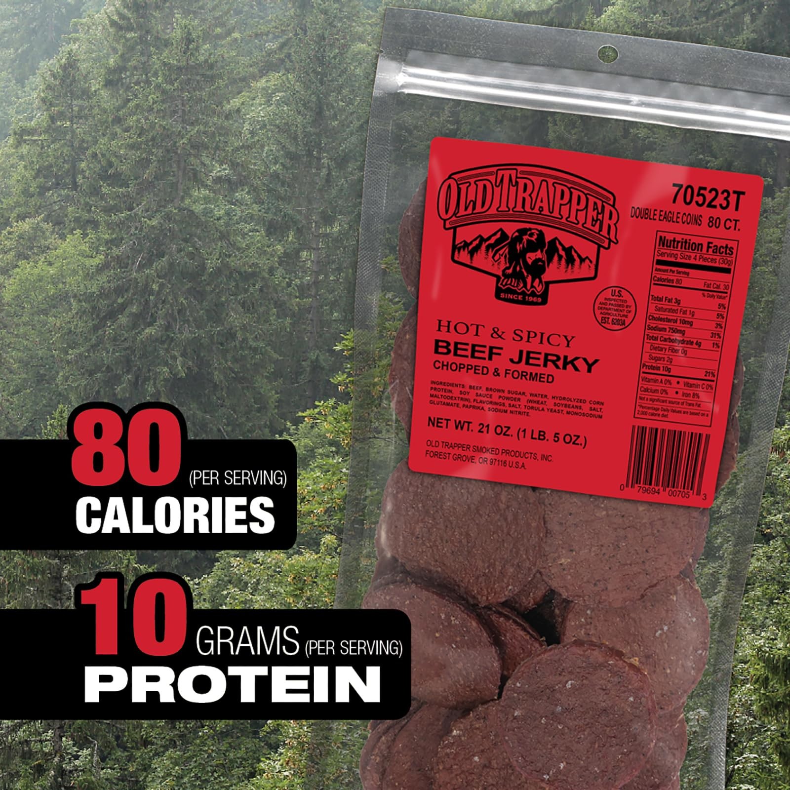 Old Trapper Double Eagle Beef Jerky, Hot & Spicy Flavor, 21 Ounce (Pack of 1)