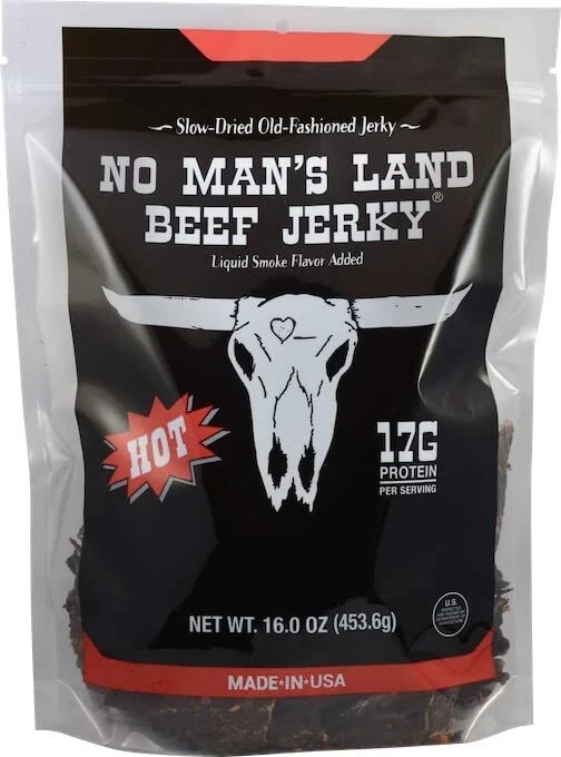No Man’s Land HOT Beef Jerky High Protein Low Calorie Low Carb Beef Snack 16o…