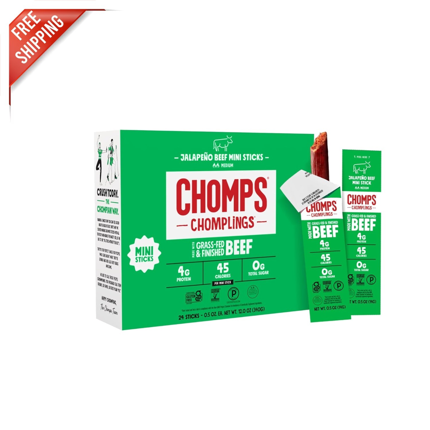 Whole30 Approved Jalapeño Beef Jerky Sticks 0.5oz – 24-Pack of Gourmet Snacks