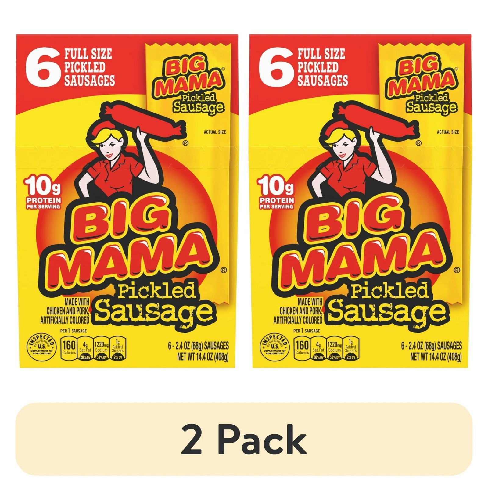Penrose Big Mama Pickled Sausages, 2.4 oz., 6 Pack [FREE&FAST SHIPPING]