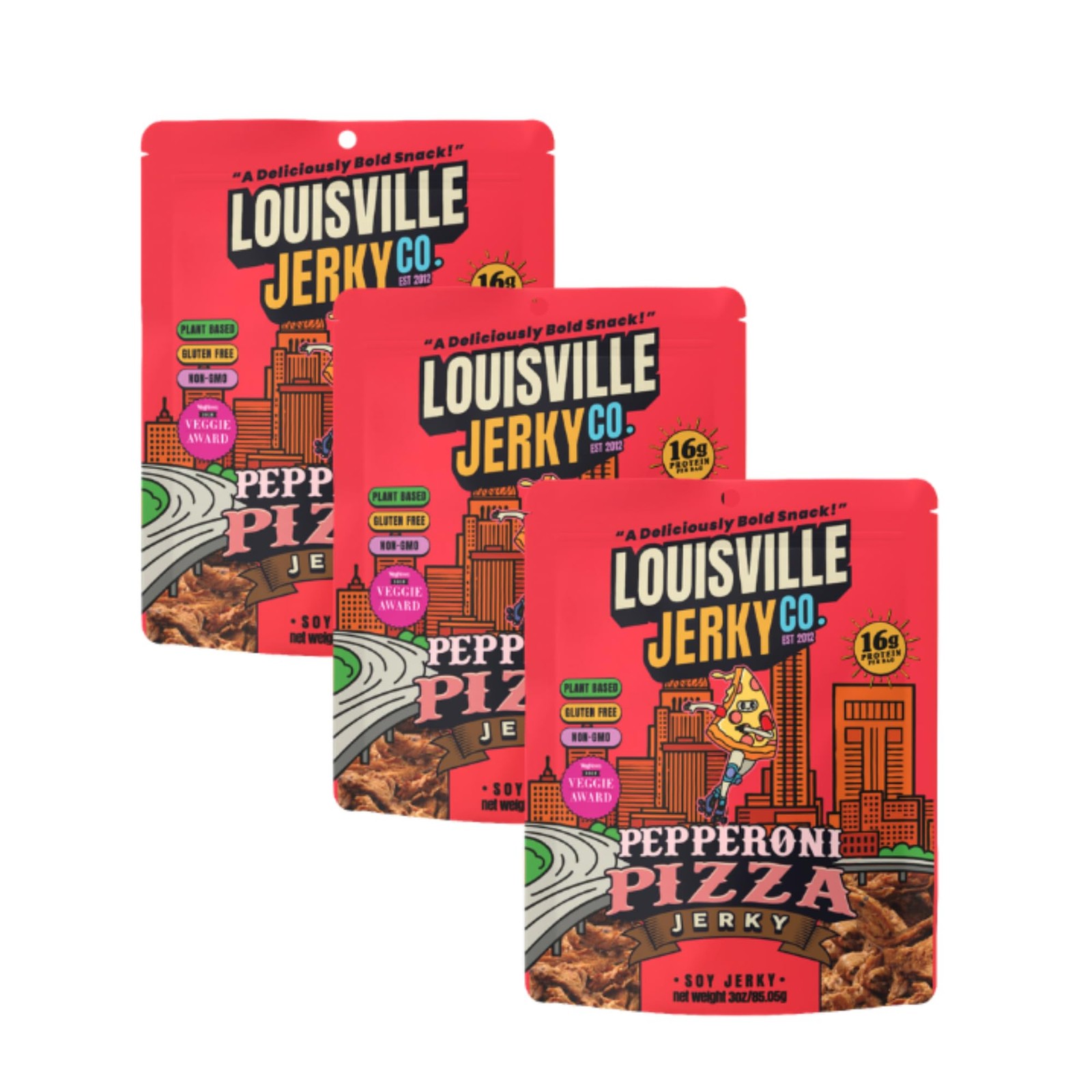 Louisville Jerky Co. Pepperoni Pizza Plant Based Jerky, High Protein Vegan Sn…