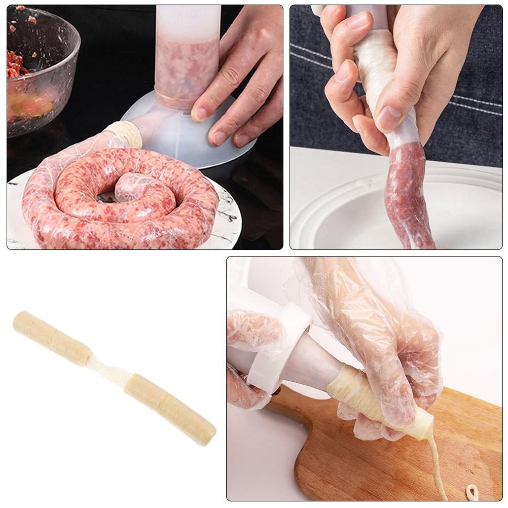 Set of Reusable Homemade Sausage Casings Collagen Material for Meat Storage Use