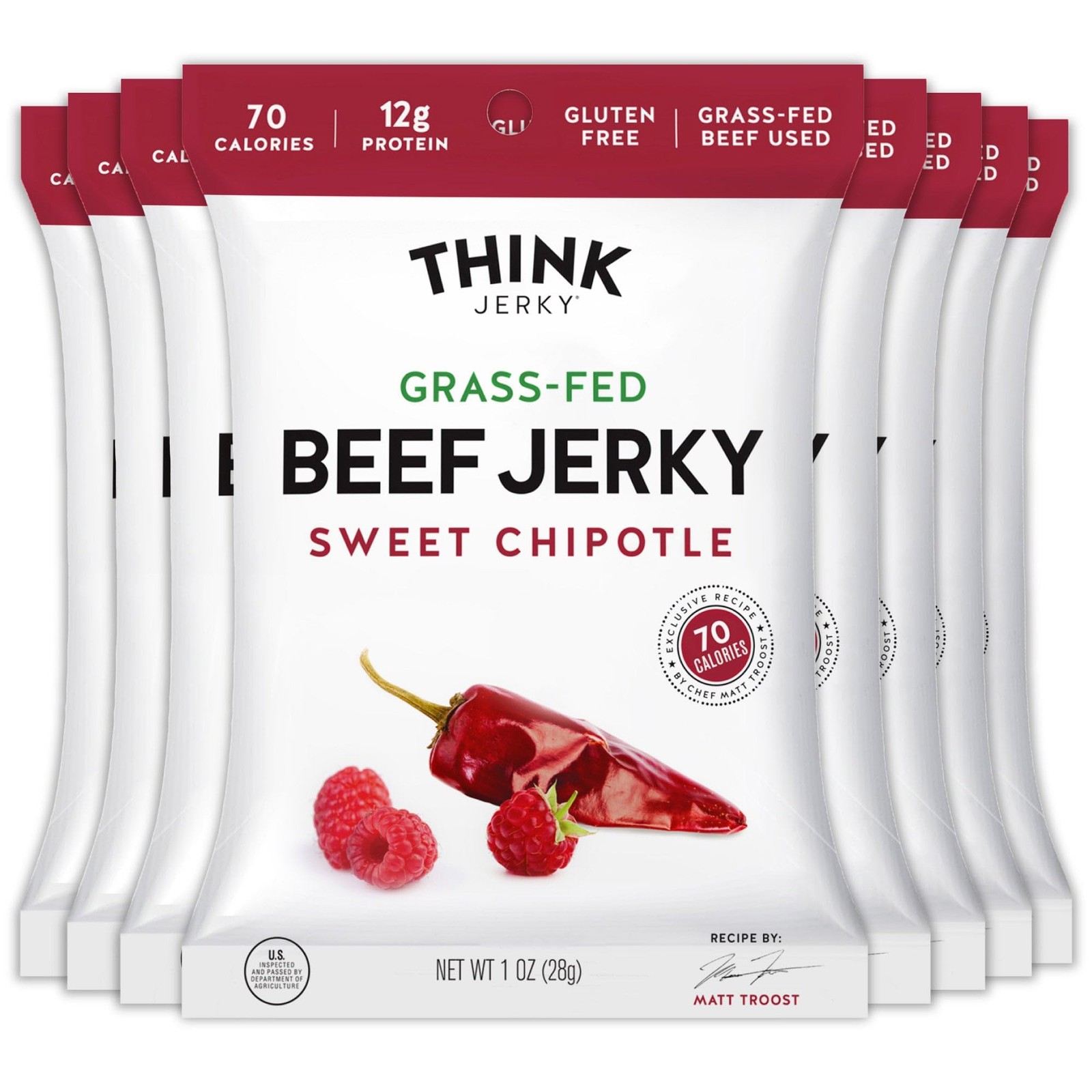 Think Jerky Sweet Chipotle Beef Jerky, GrassFed High Protein Beef, Gluten Fre…