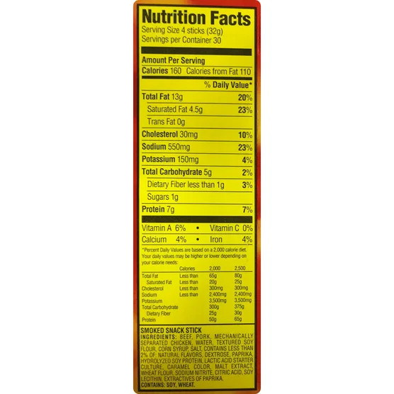 Slim Jim Snack Sized Smoked Meat Sticks, Original Flavor, 0.28 oz, 120 Count