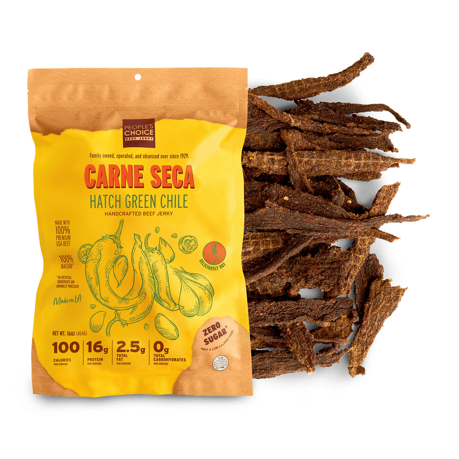 Carne Seca People’s Choice Beef Jerky Hatch Green Chile – Our Gehrke Jerky Store