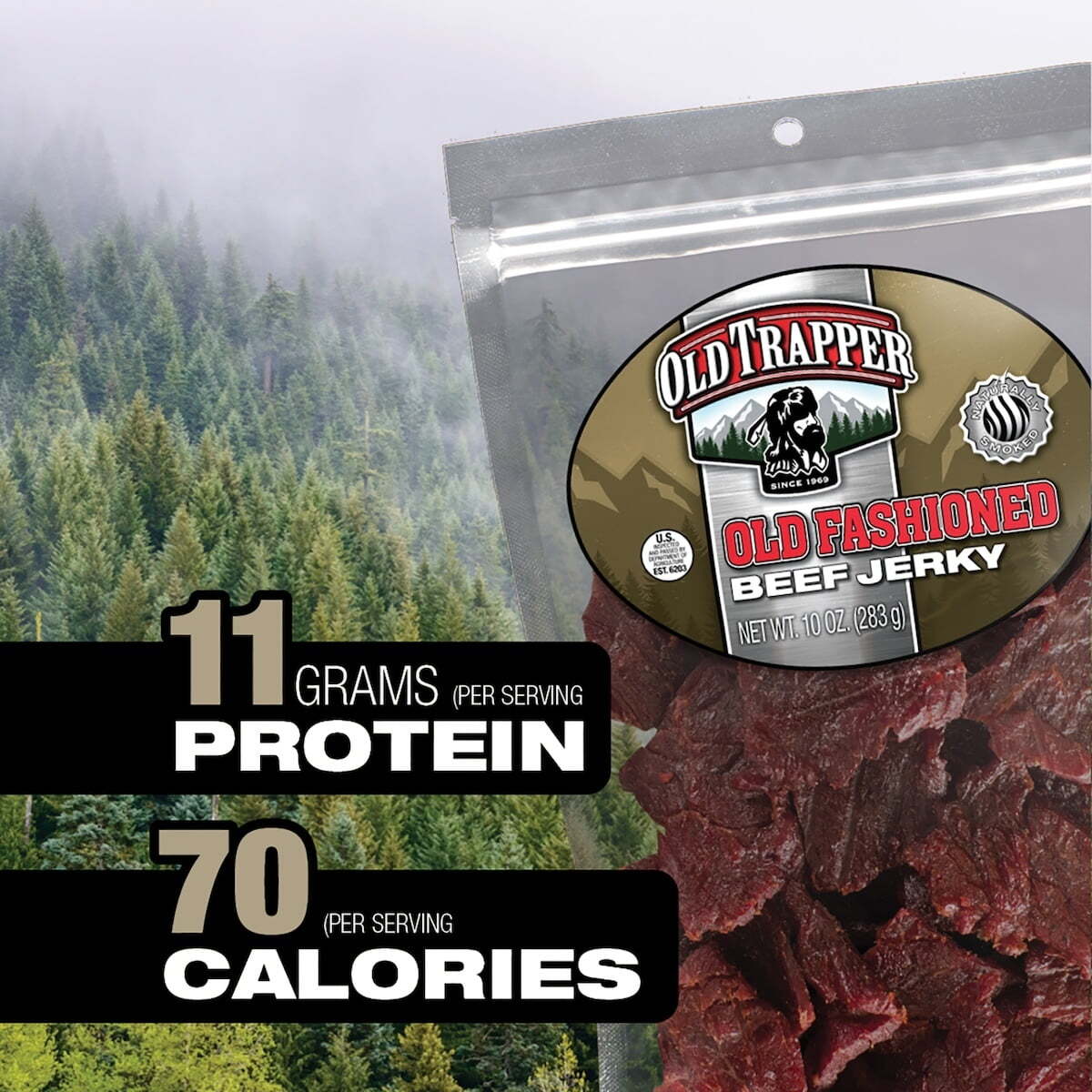Old Trapper Naturally Smoked Original Old Fashioned Beef Jerky 10oz Resealable