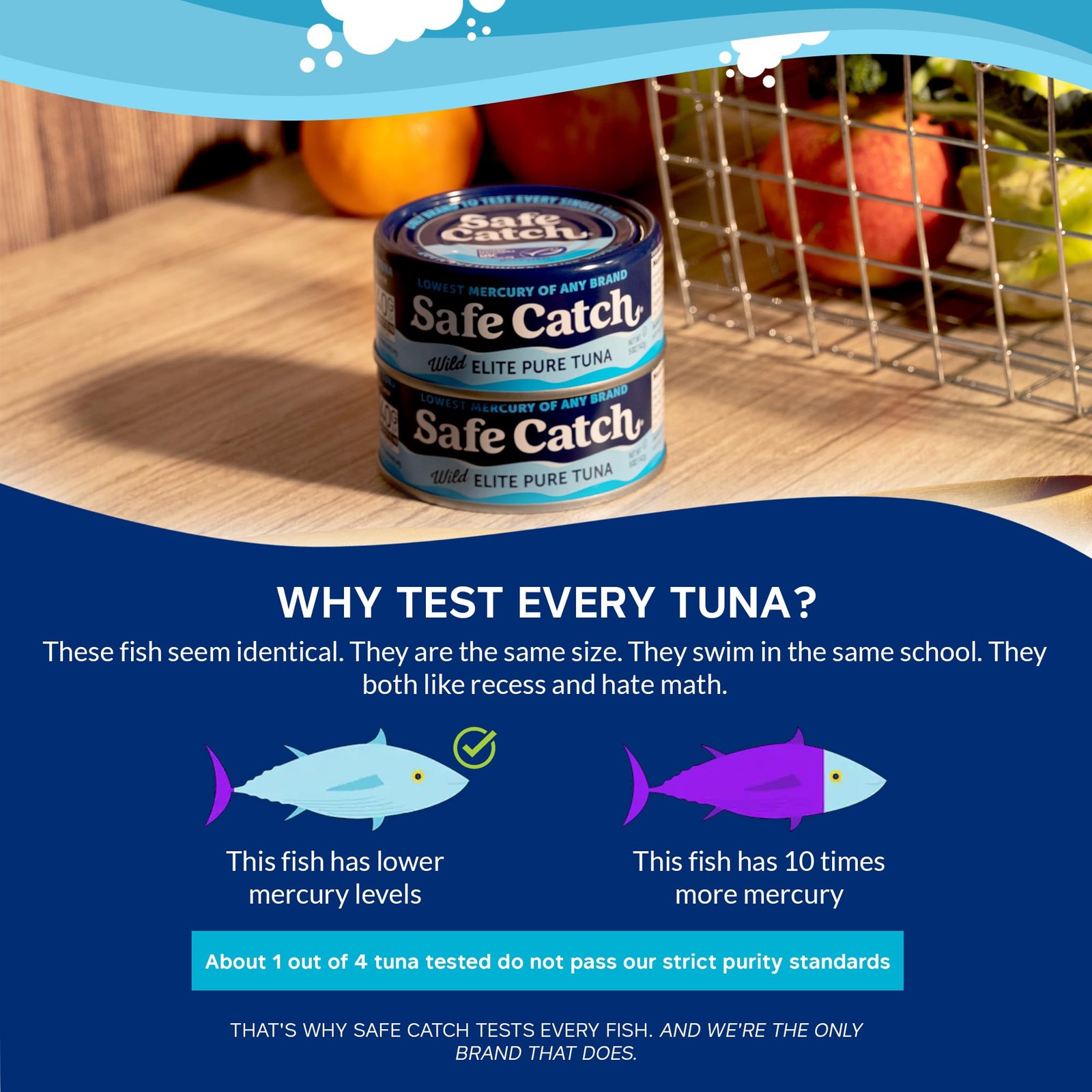 Safe Catch Wild Tuna, 5oz Can, 12-Pack, Lowest Mercury, Gluten-Free