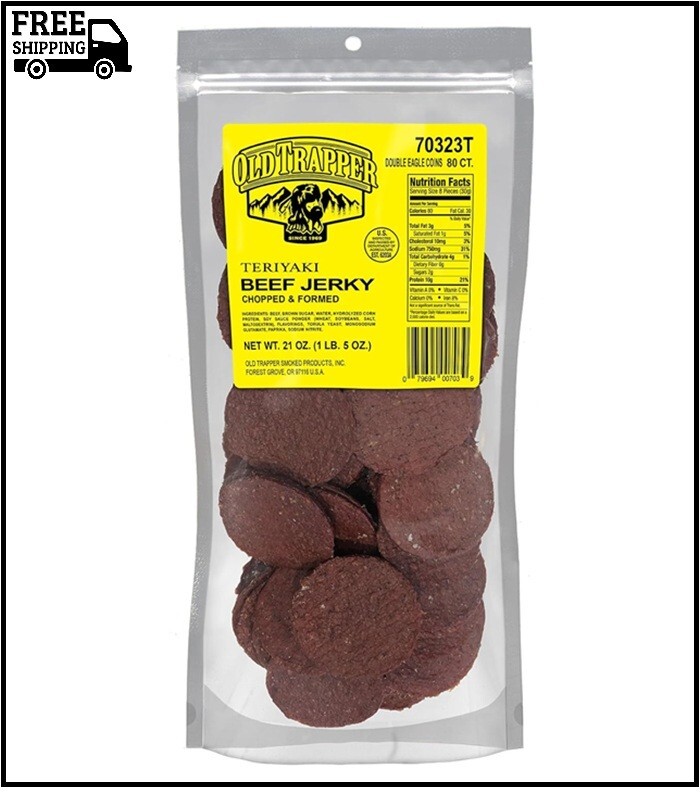 Old Trapper Teriyaki Beef Jerky 80 Count High Protein Snack Natural Smoke