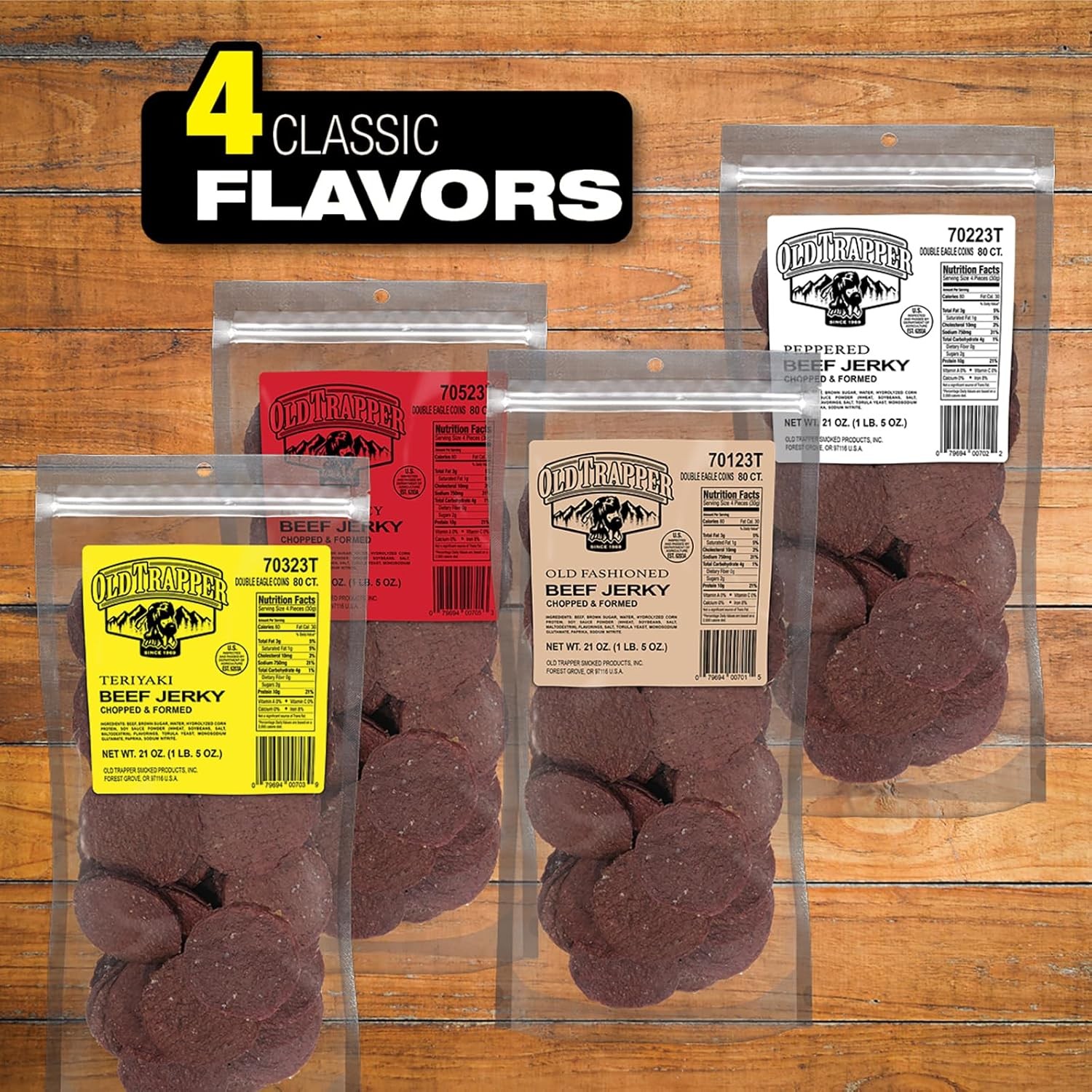 Old Trapper Teriyaki Beef Jerky 80 Count High Protein Snack Natural Smoke