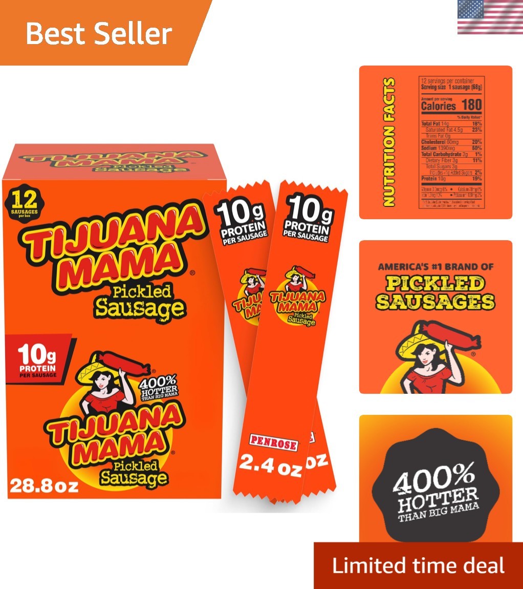 Savory Tijuana Mama Pickled Sausages (2.4 Oz/12 Pack) – Ready-to-Eat Goodness