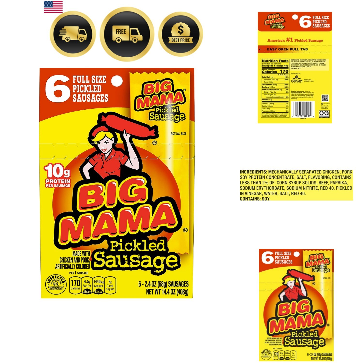 Pickled Sausages Snack Pack 6×2.4oz savory ready-to-eat snacks
