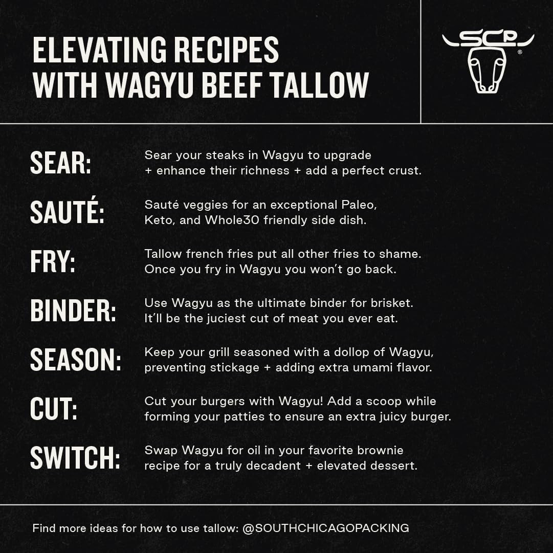 Wagyu Beef Tallow, 42 Ounces, Paleo-Friendly, Keto-Friendly, 100% Pure Wagyu