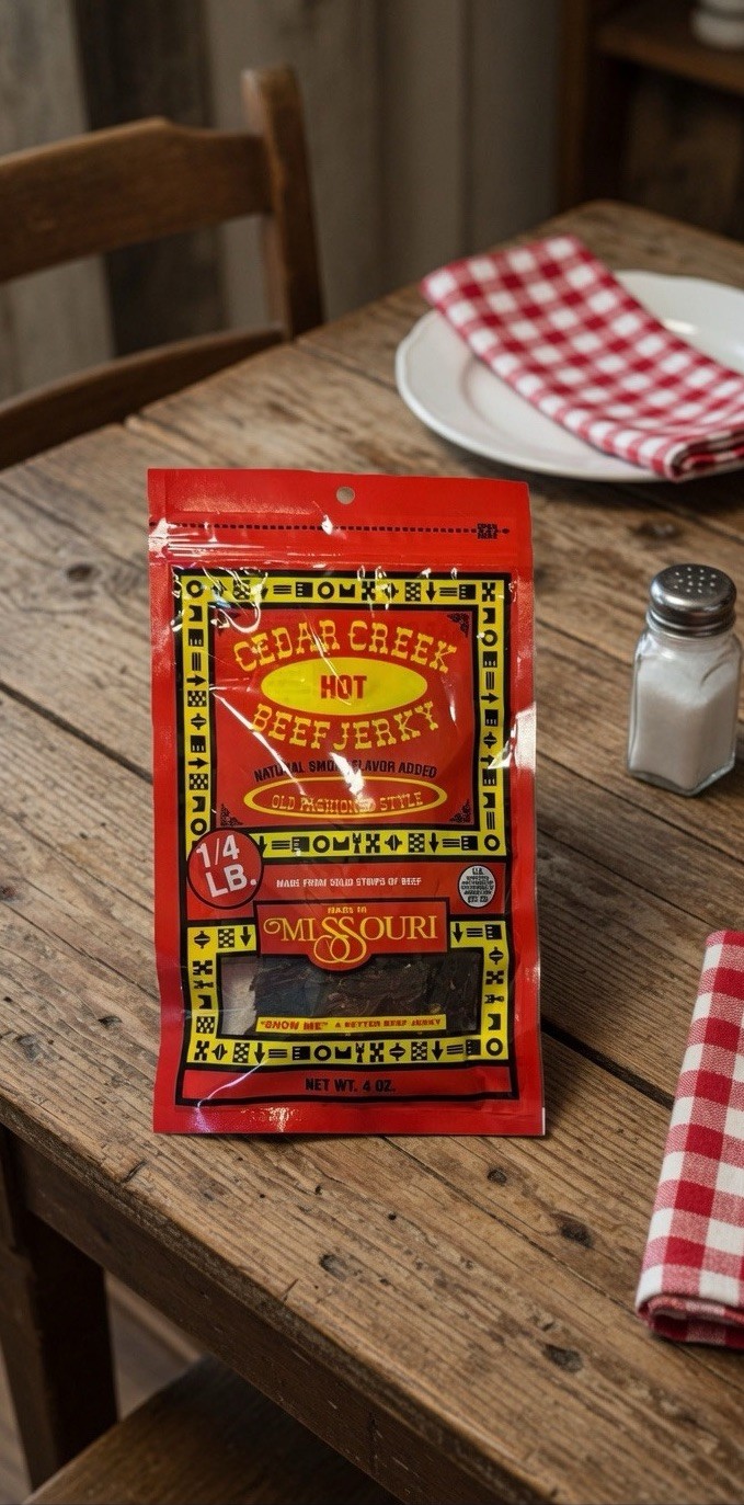 Get 3-4 Oz bags Cedar Creek Hot Beef Jerky Old Fashioned Style No Preservatives