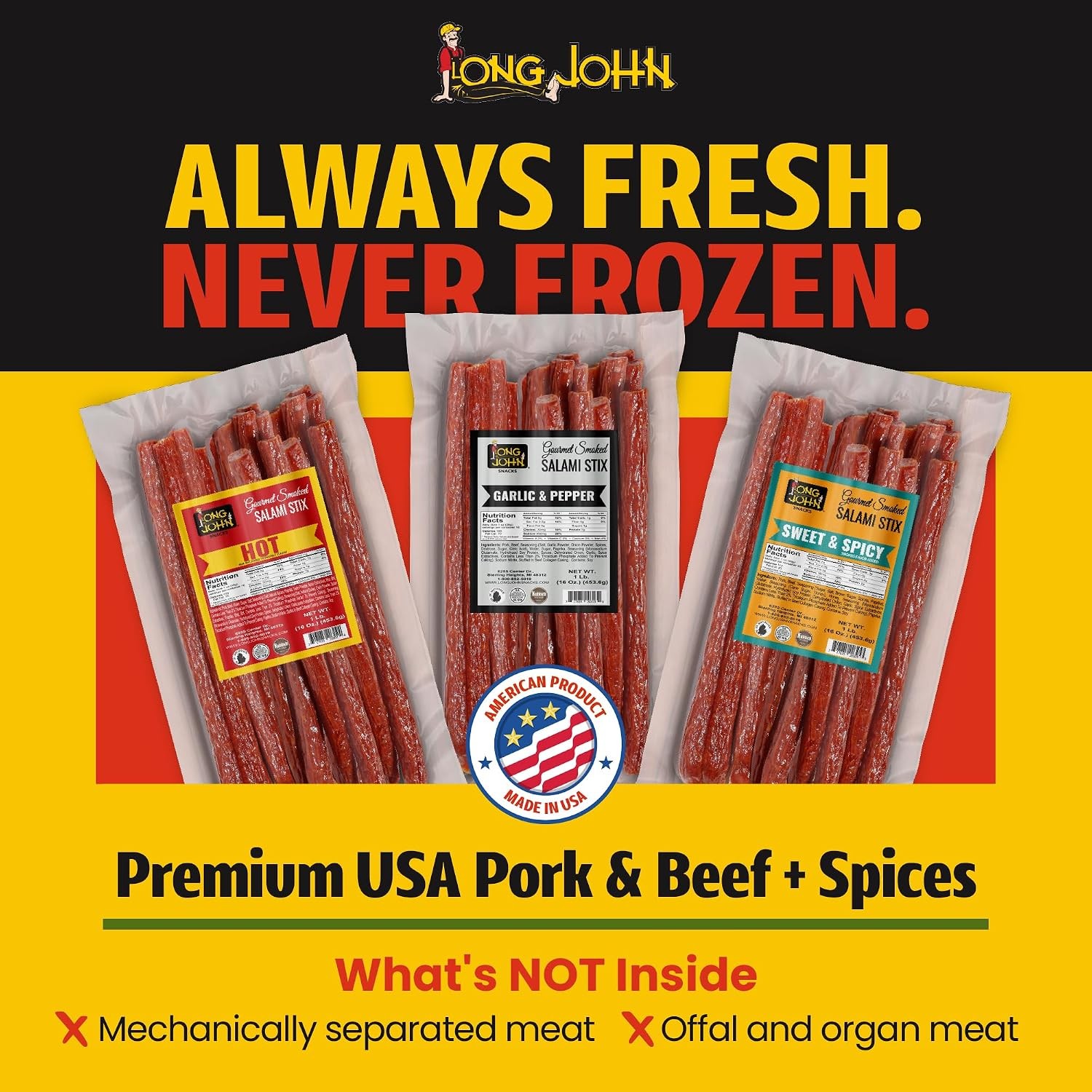 Dried Salami Sticks – High Protein Smoked Meat Sticks Bulk Pack – Handcrafted…