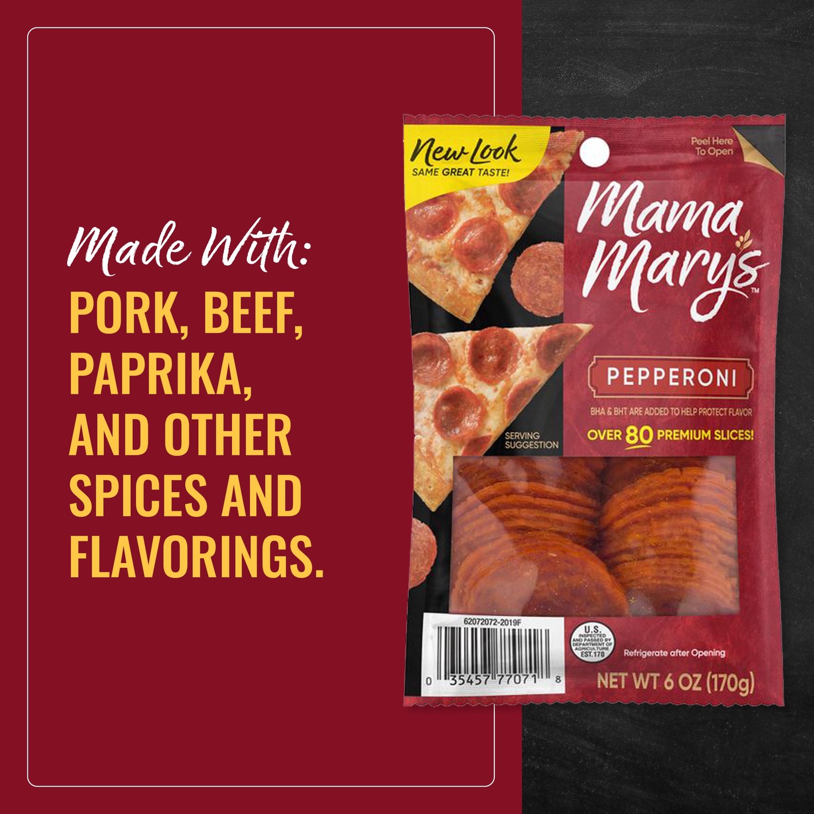 (2 pack) Mama Mary’s Pepperoni Slices, Sliced Pepperoni, 6 oz pack