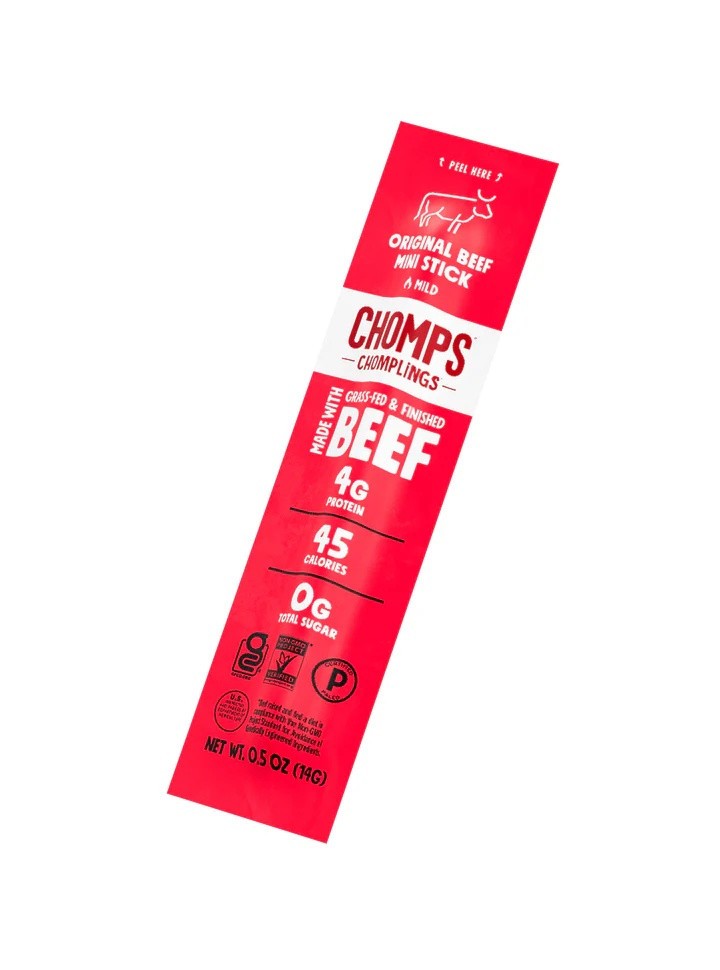Chomps Original Beef Mini Jerky Snack Sticks Grass-Fed 24 Ct Zero Sugar Keto
