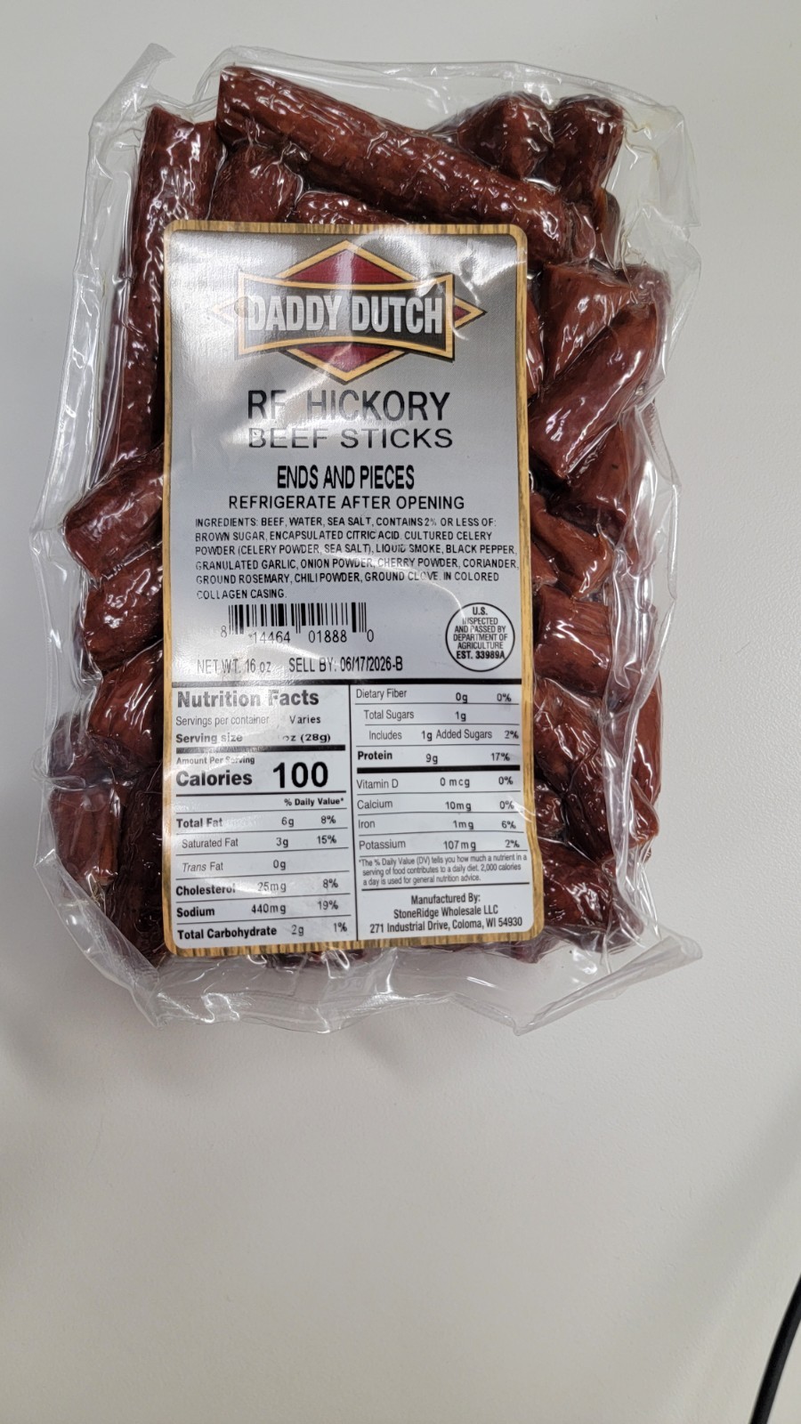 Beef Sticks 1 pound Vacuum Sealed Pack