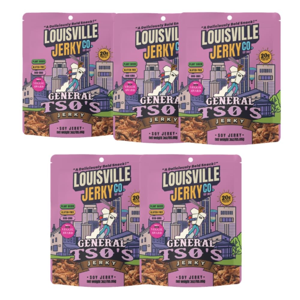Louisville Vegan Jerky General Tso’s, PlantBased Soy Jerky Snack, Healthy Ve…