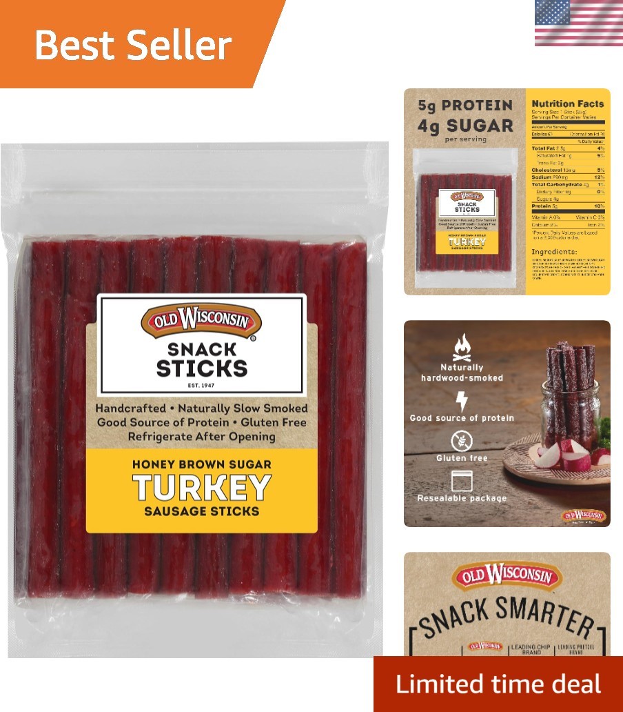 Delicious Honey Brown Sugar Turkey Snack Sticks – Gluten Free, 28oz High Protein