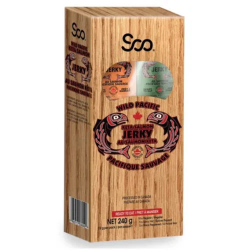 Soo Variety Pack Wild Pacific Salmon Jerky Natural Flavor Healthy Snack 240g NEW