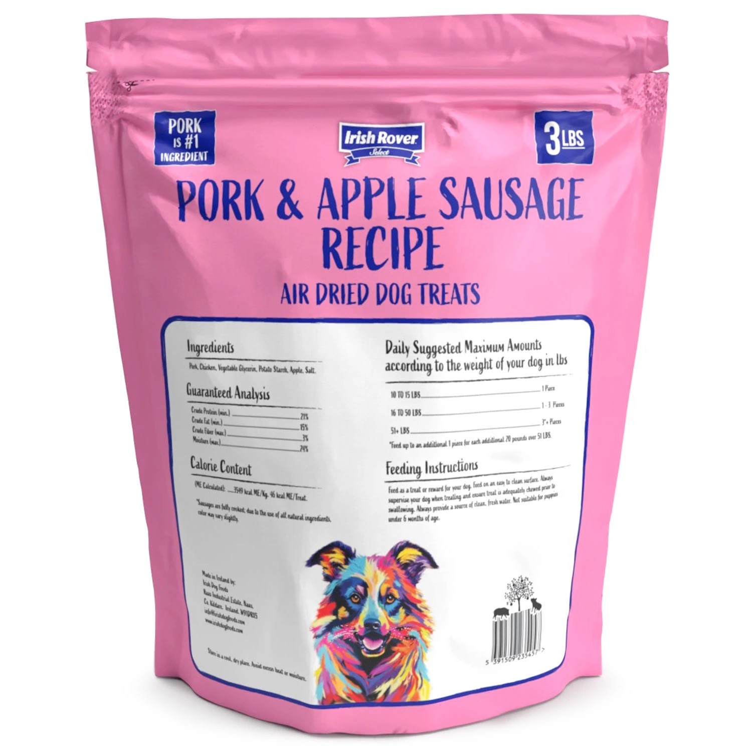Irish Rover Pork and Apple Sausage Air Dried Dog Treats (48 Ounce)