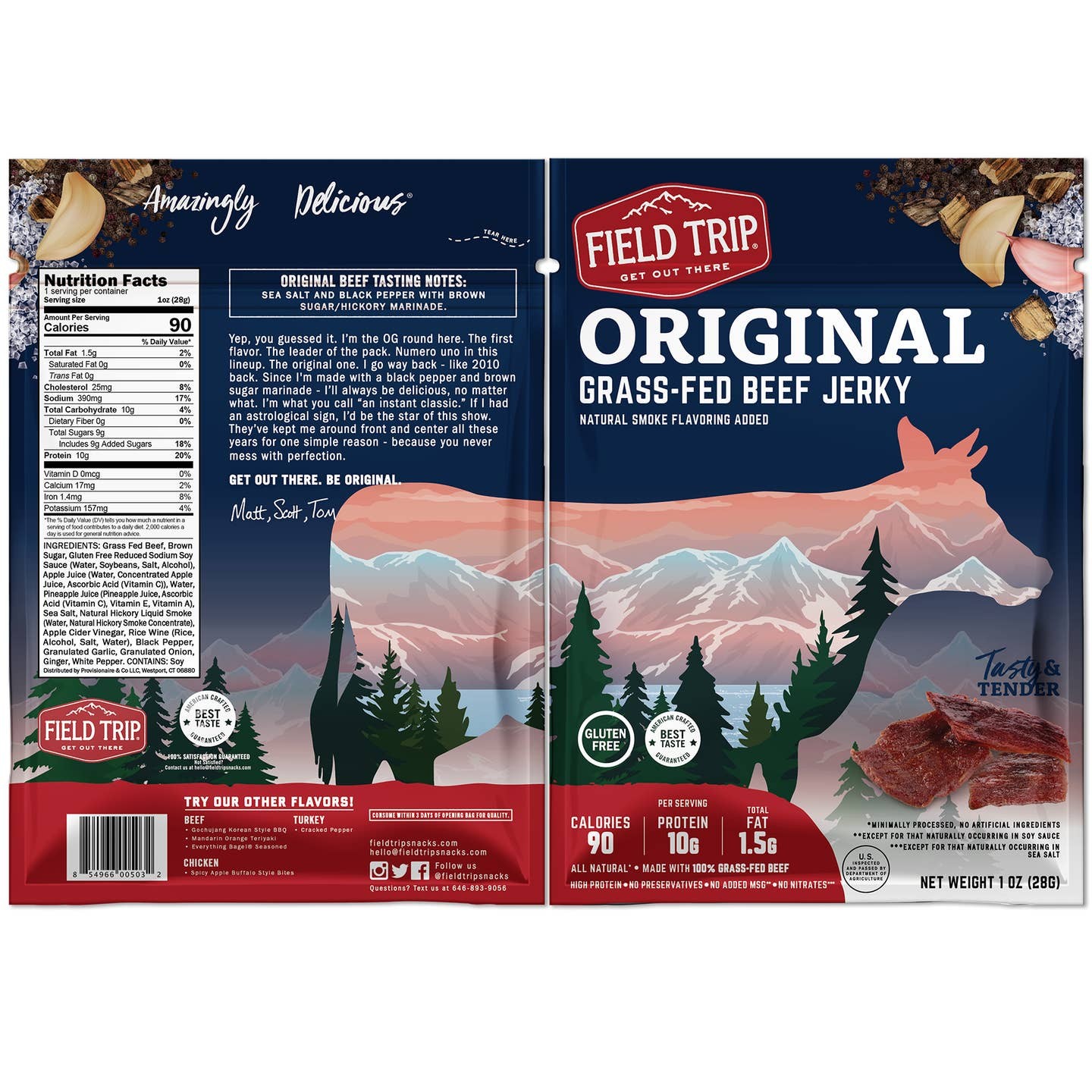 FIELD TRIP SAMPLER VARIETY LOT Grass Fed Beef Jerky Protein our Gehrke Shop