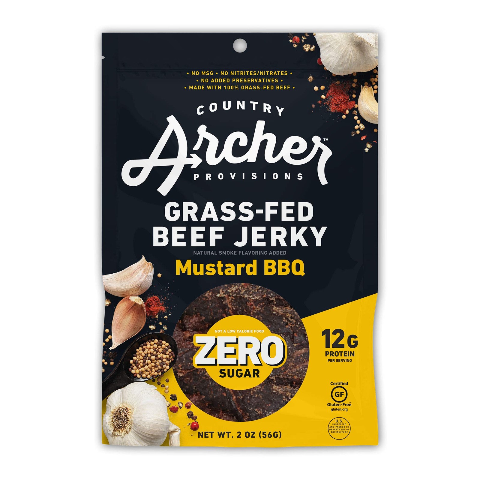 Grass Fed Beef Jerky Mustard BBQ – Zero Sugar Beef Jerky, Sugar Free Beef Jer…