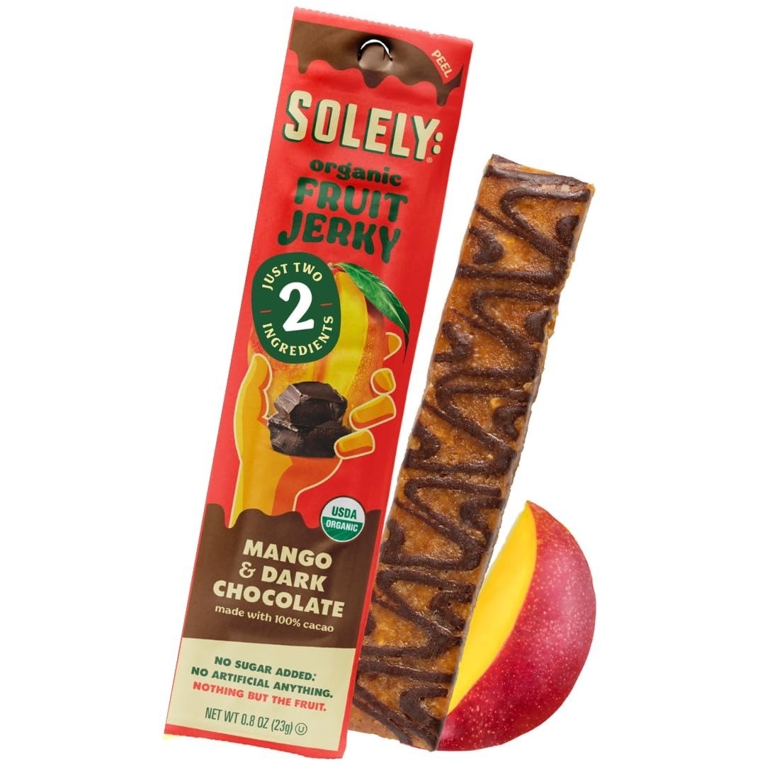 SOLELY Organic Mango Blueberry Fruit Jerky – 12 Strips – Vegan Snack