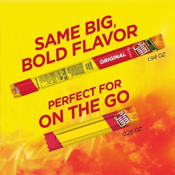 (4 pack) Slim Jim Smoked Meat Sticks, Original Flavor, 6g Protein Per Serving, S