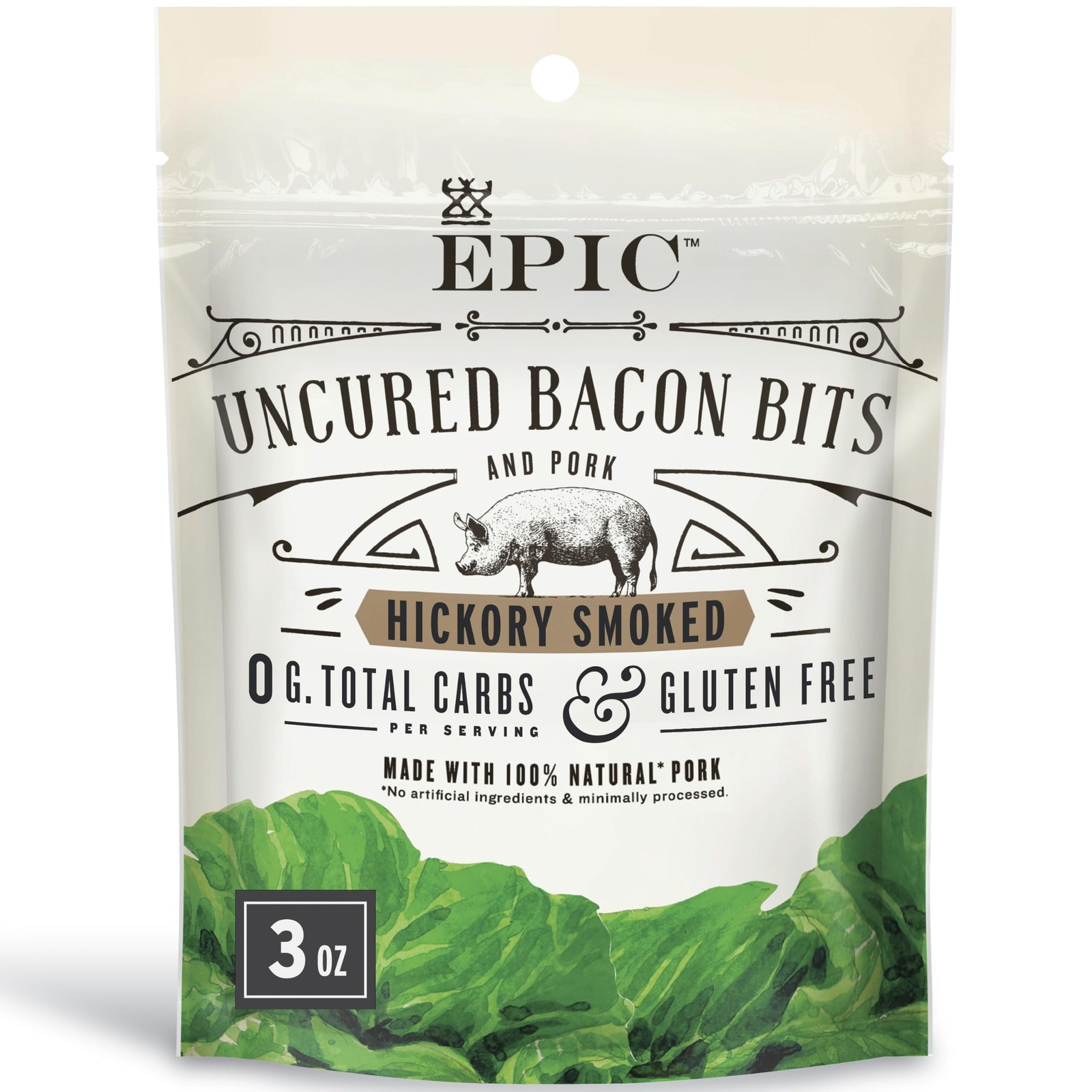 Hickory Smoked Bacon Pork Bits Keto Paleo Whole30 Gluten Free 3oz