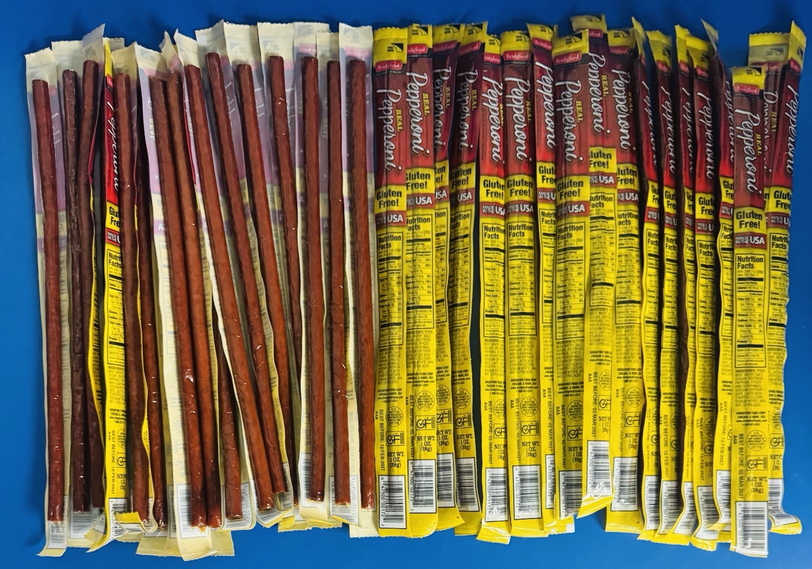 (24) Bridgford Pepperoni Snack Sticks 1oz. Bulk Lot BB: 2/27