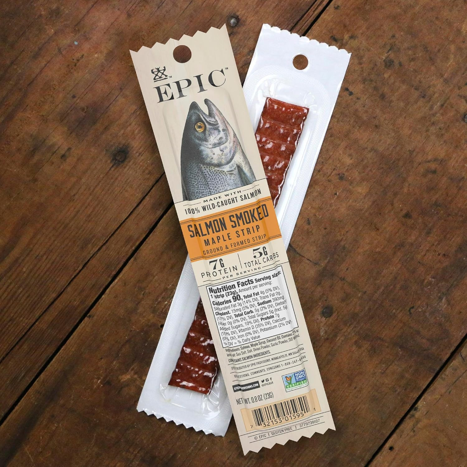 Wild Caught Salmon Jerky Protein Snack Strips 20 Count 0.8Oz Gluten Free Paleo