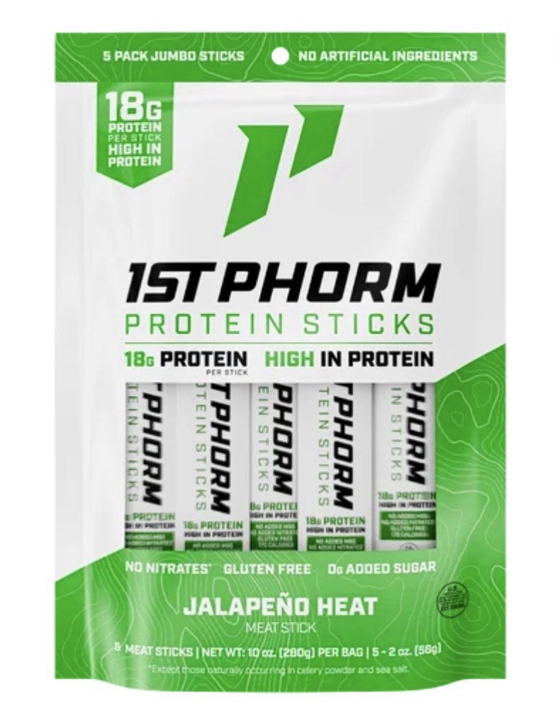 1st Phorm Jalapeño Heat High Protein 18g Lean Beef Spicy Meat Stick, 5 Sticks